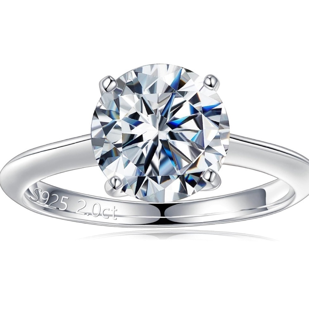 Moissanite Rings for Women, 2CT VVS1 Clarity Rings 14K White Gold Vermeil…